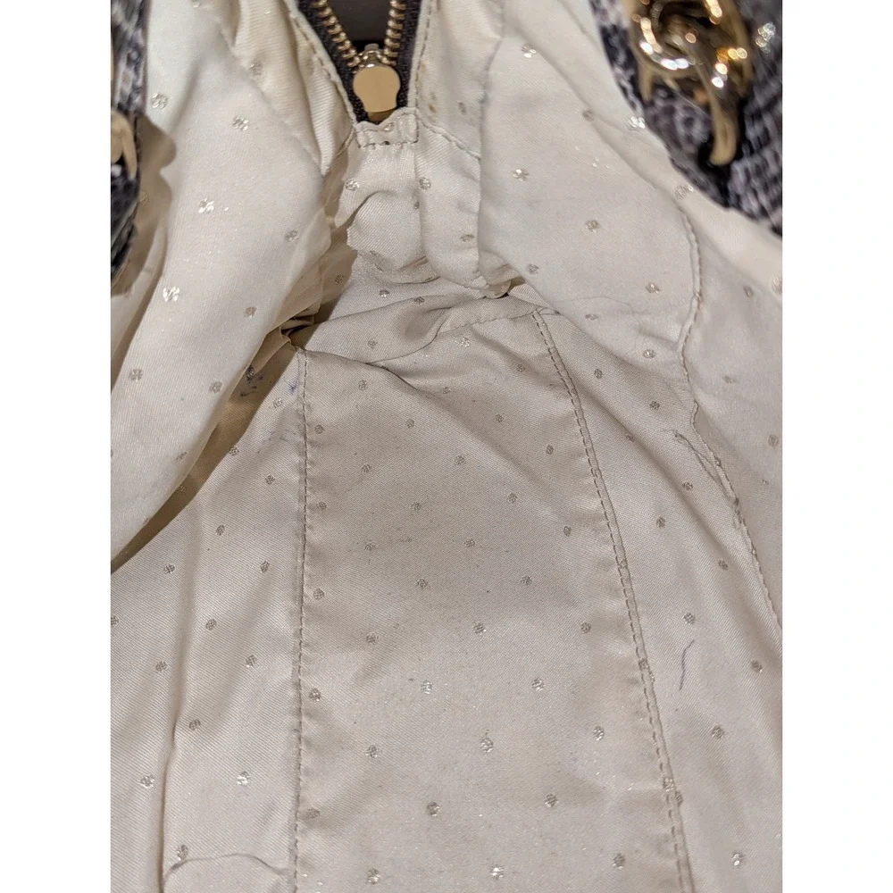 Kate Spade Grey Snakeskin Print Quilted Shoulder Bag Gold Chain Strap Mob Wife
